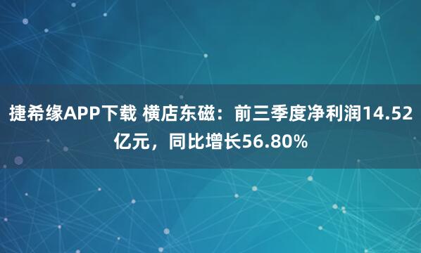 捷希缘APP下载 横店东磁：前三季度净利润14.52亿元，同比增长56.80%