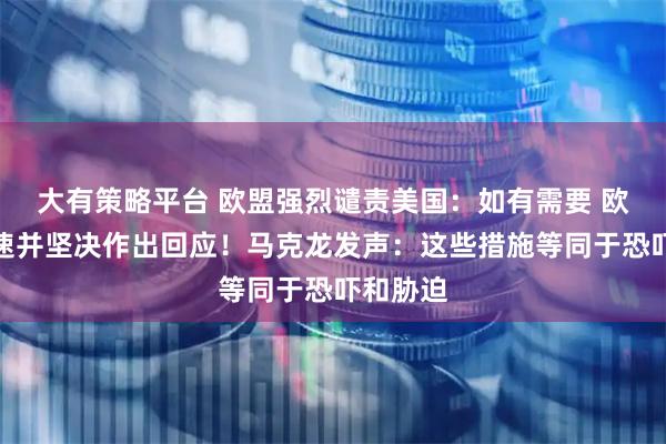 大有策略平台 欧盟强烈谴责美国：如有需要 欧方将迅速并坚决作出回应！马克龙发声：这些措施等同于恐吓和胁迫